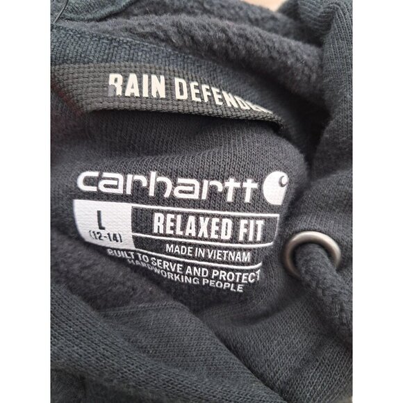Carhartt Rain Defender Relaxed Fit Front Pocket Hooded Sweatshirt Youth L 12-14 - Picture 2 of 2